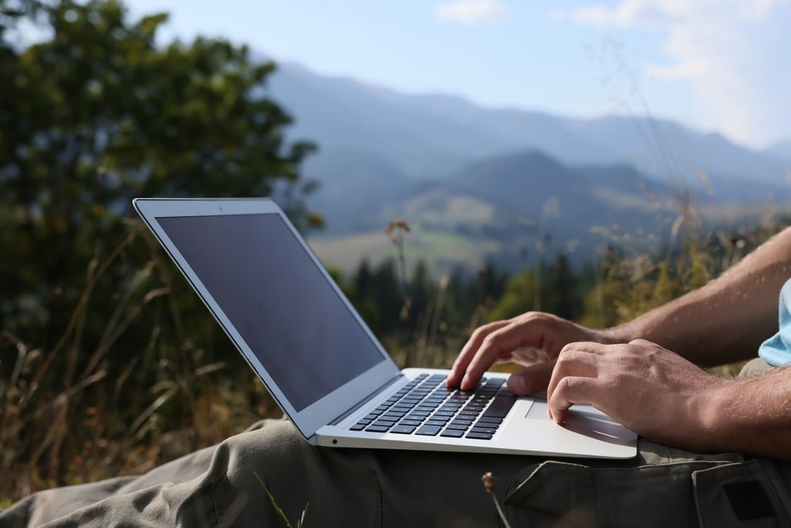 Computer next to cliff