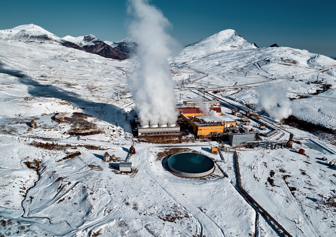 Geothermal plant in the snow