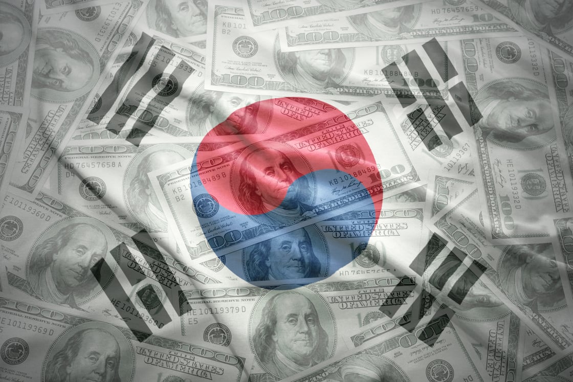 Korean flag and money