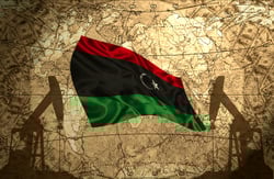 Libya flag and map_esfera