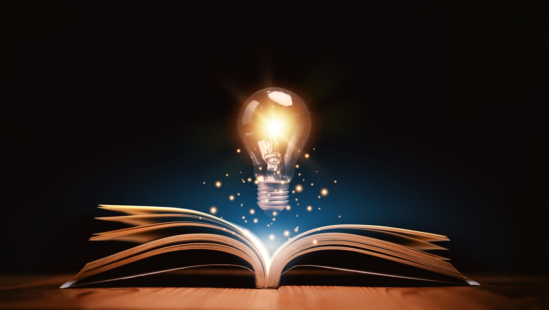 Lightbulb over book