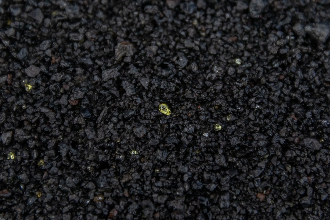 Olivene in black sand
