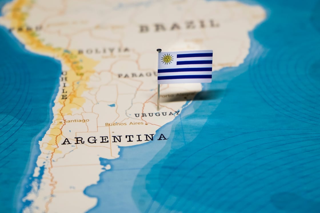 Uruguay map and flag_hytographics